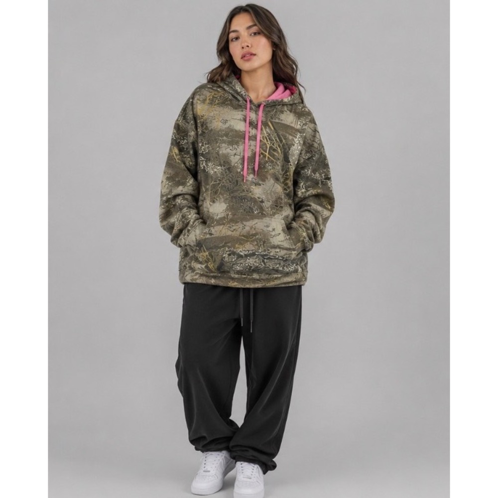 Realtree Max-XT Camo Hoodie Women XL Pink Hunting Drawstring Pullover Sweatshirt